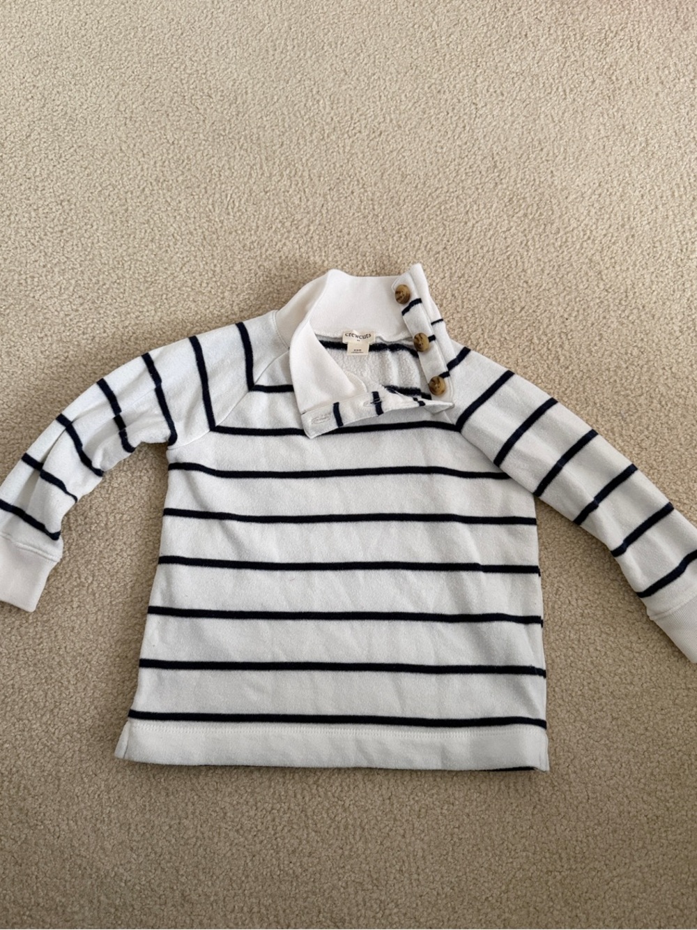 Crewcuts Kids White & Navy Striped Button-Collar Sweater Top